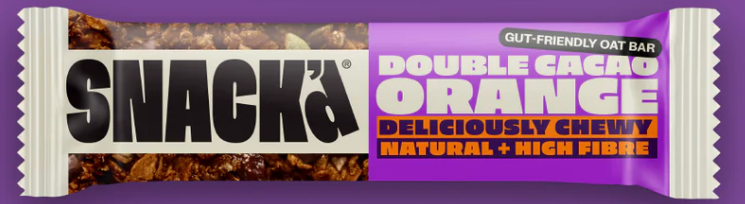 SNACK'd Double Cacao & Orange Gut-Friendly Oat Bar 42g