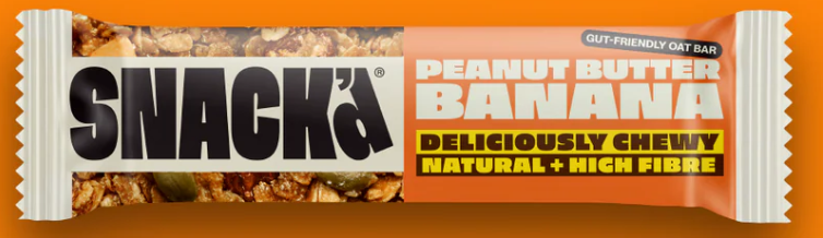 SNACK'd Peanut Butter & Banana Gut-Friendly Oat Bar 42g