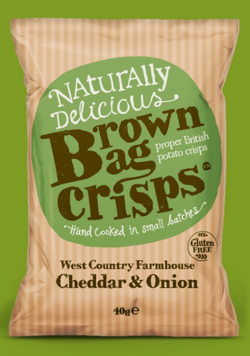 Brown Bag Cheddar & Onion Crisps 40g